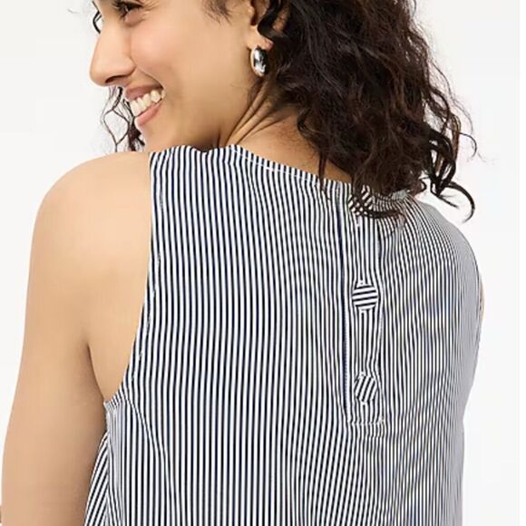 J. Crew Factory bz919  blue and white striped sleeveless blouse - Picture 2 of 11